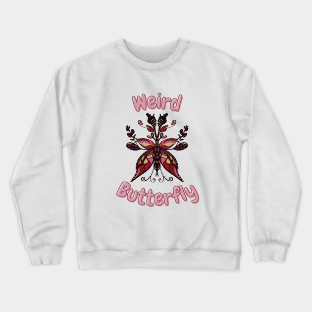 Enigmatic Wings ., Floral Butterfly Illusion Crewneck Sweatshirt by Almanzart